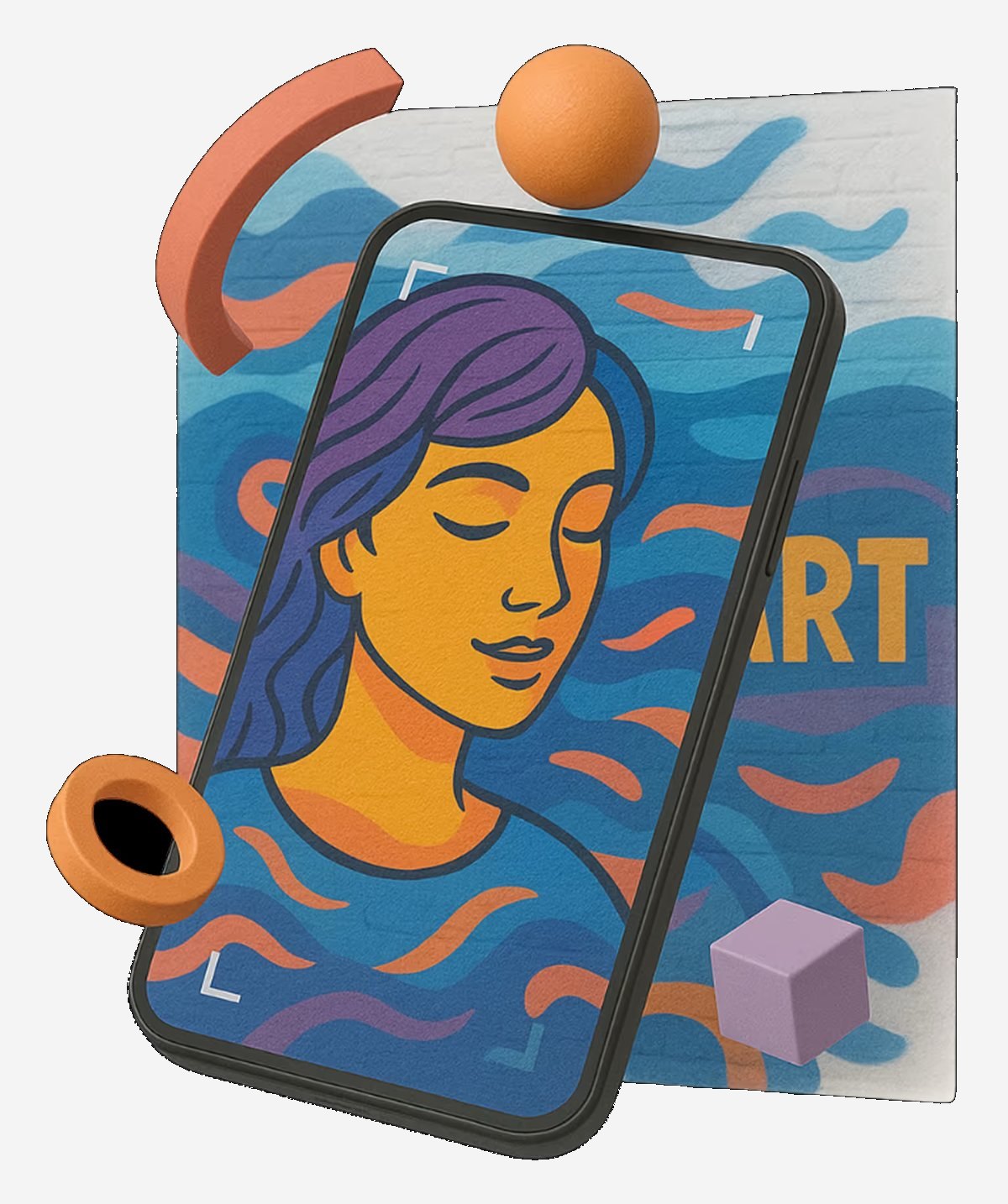 Smartphone displaying an augmented reality artwork through the Artivive app